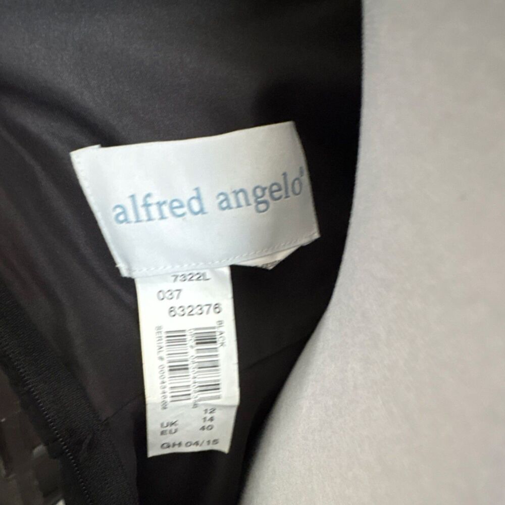Alfred Angelo Black Chiffon One Shoulder Bridesmaid Dress Size 12 Regular - Picture 7 of 9